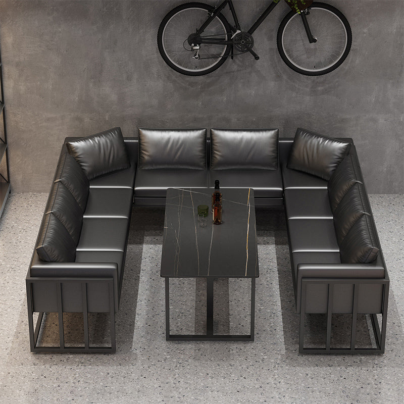 Industrial Sintered Stone Top Dinner Room Kitchen Table Black Metal Base Table for Dinning Room