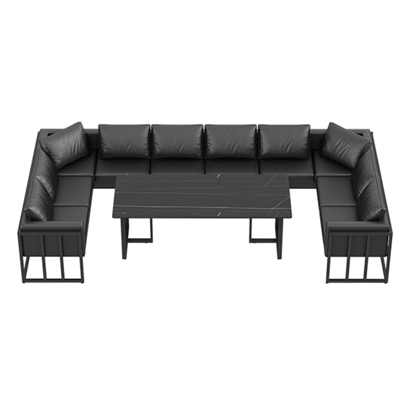 Industrial Sintered Stone Top Dinner Room Kitchen Table Black Metal Base Table for Dinning Room