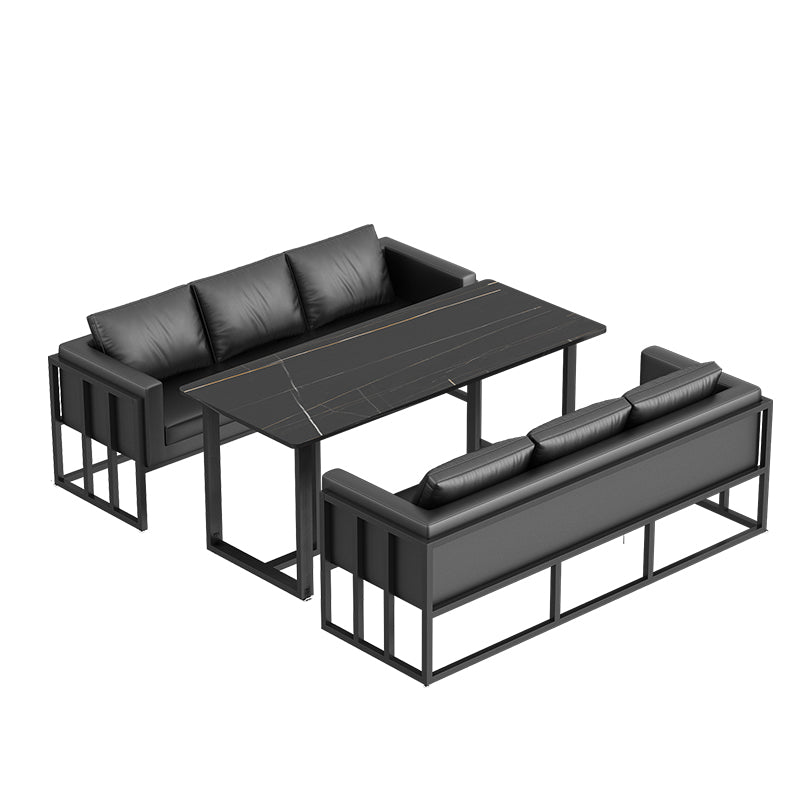 Industrial Sintered Stone Top Dinner Room Kitchen Table Black Metal Base Table for Dinning Room