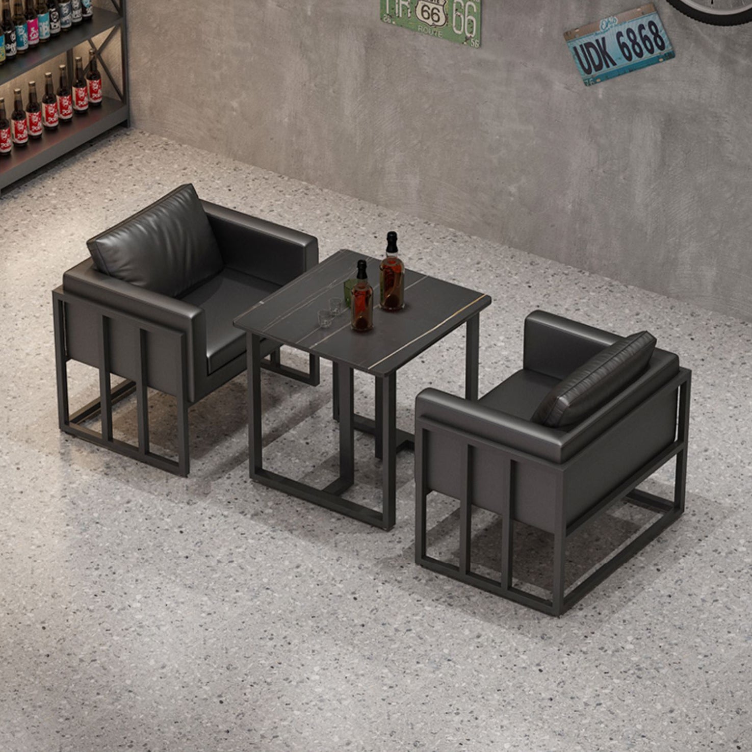 Industrial Sintered Stone Top Dinner Room Kitchen Table Black Metal Base Table for Dinning Room