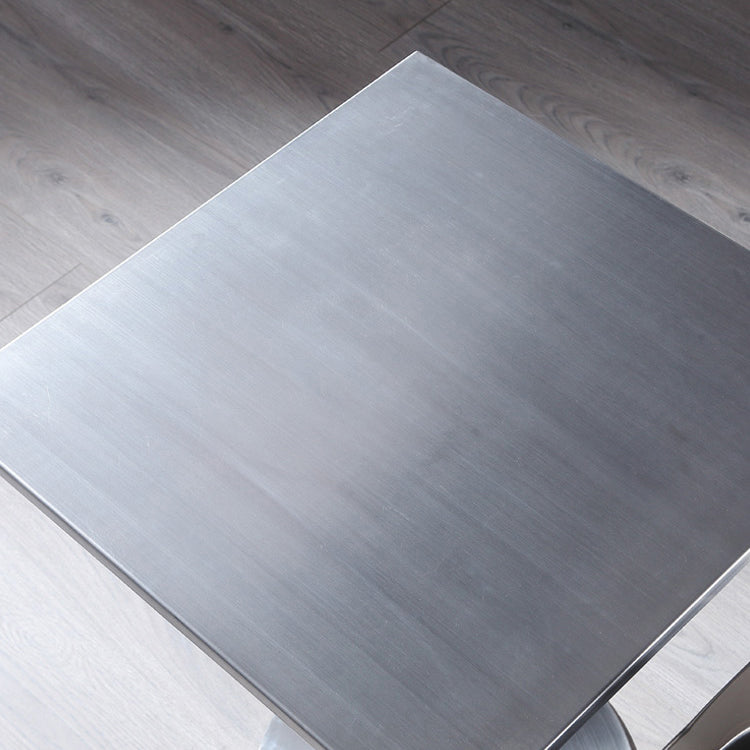 Industrial Square Dining Table Stainless Steel Table with Pedestal Base