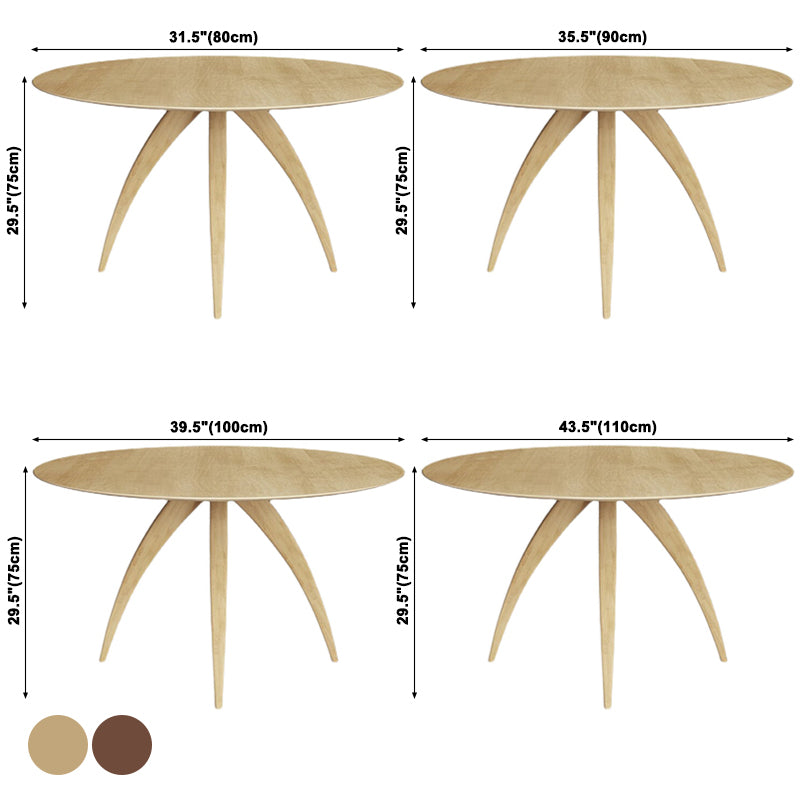 Table à manger ronde en bois de pin massif, Table fixe simple pour salle à manger