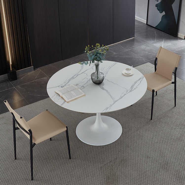 Minimalist Sintered Stone Dining Table Round Shape Kitchen Dining Table with Tulip Base