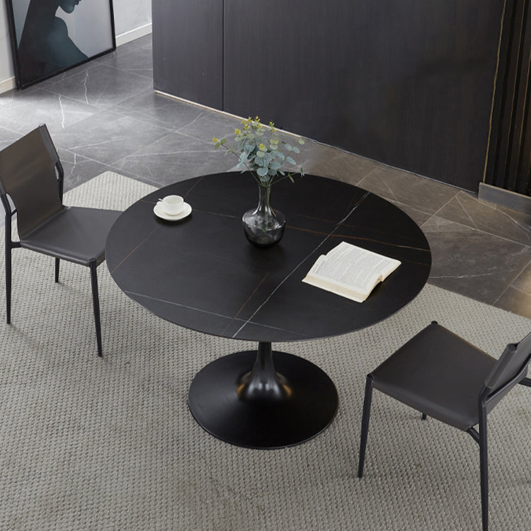 Minimalist Sintered Stone Dining Table Round Shape Kitchen Dining Table with Tulip Base