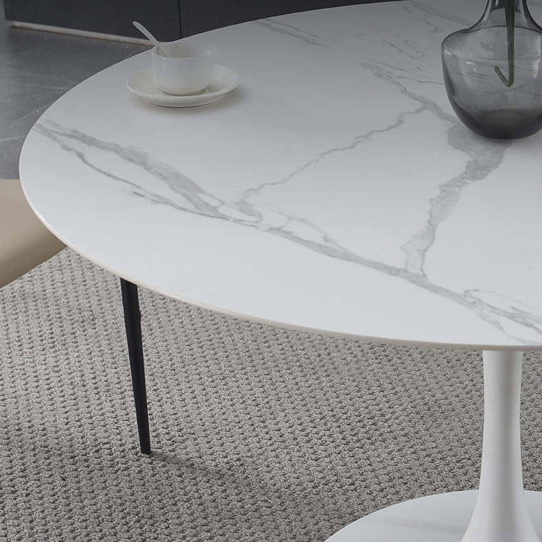 Minimalist Sintered Stone Dining Table Round Shape Kitchen Dining Table with Tulip Base