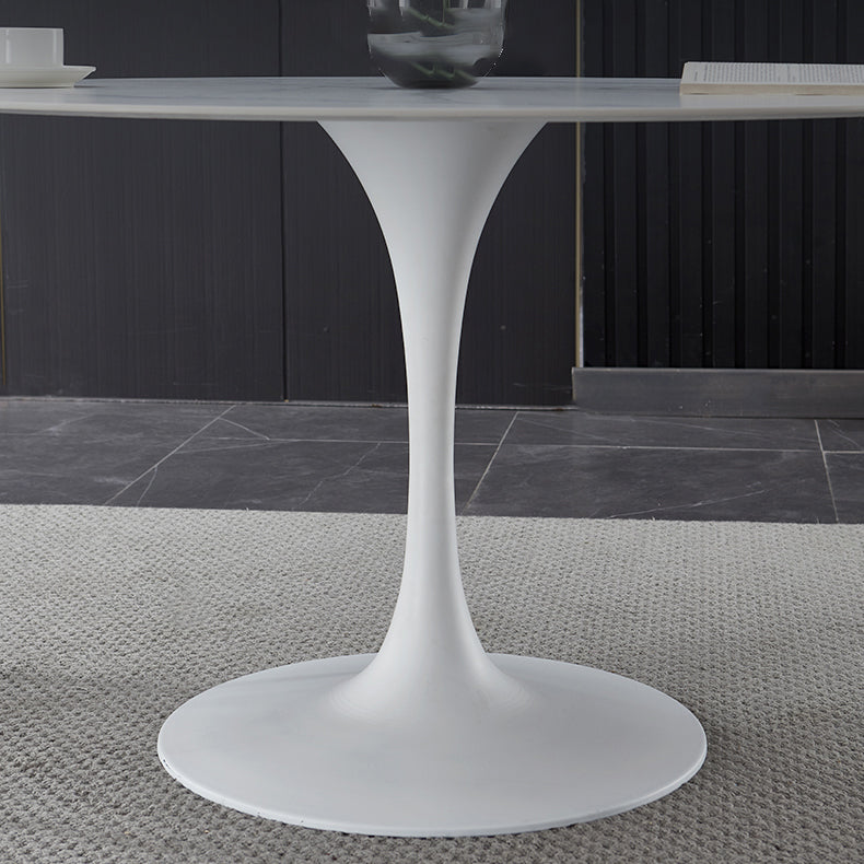 Minimalist Sintered Stone Dining Table Round Shape Kitchen Dining Table with Tulip Base