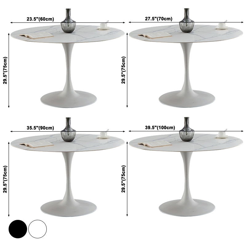 Minimalist Sintered Stone Dining Table Round Shape Kitchen Dining Table with Tulip Base