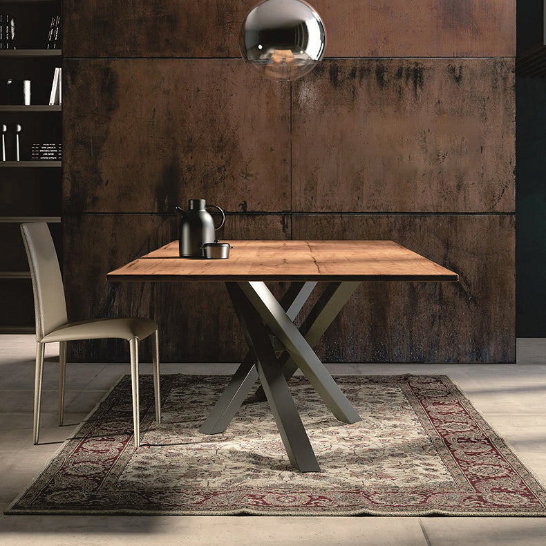 Traditional Luxury Rectangle Dining Table Pine Solid Wood Table with Pedestal Base for Dining Room
