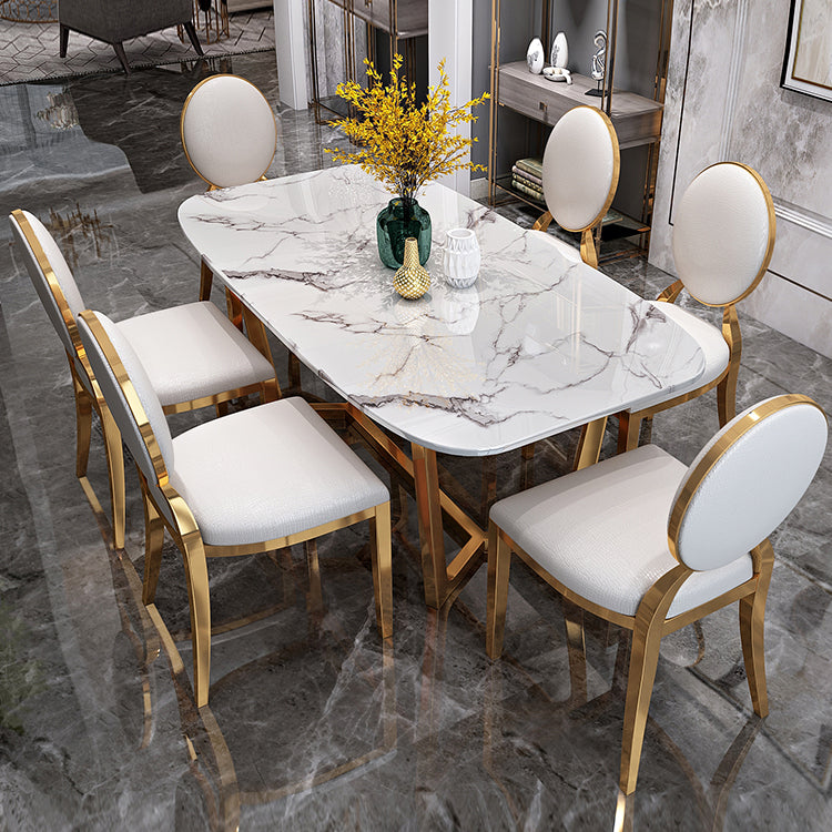 Metal Mesa de comedor de piedra sinterizada de rectángulo de lujo tradicional con caballete
