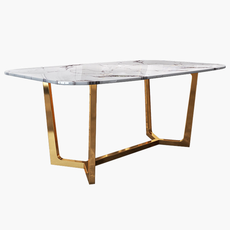 Metal Mesa de comedor de piedra sinterizada de rectángulo de lujo tradicional con caballete