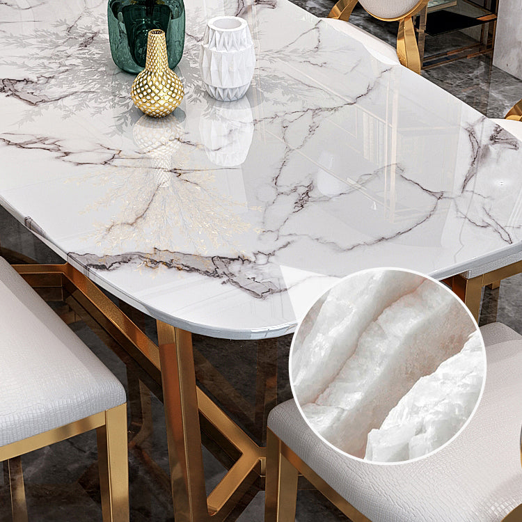 Metal Mesa de comedor de piedra sinterizada de rectángulo de lujo tradicional con caballete