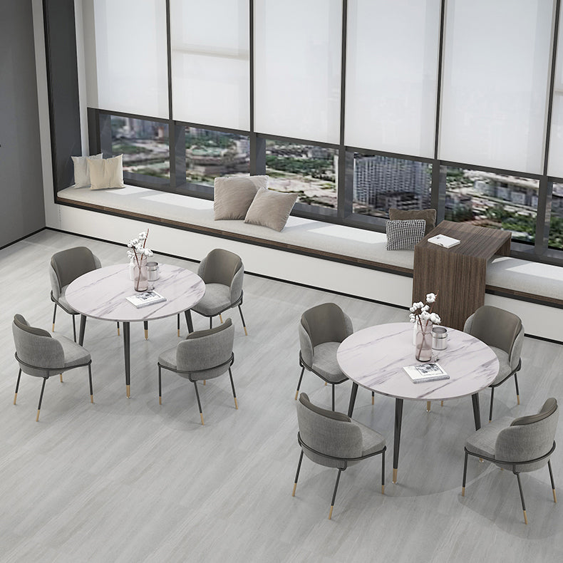 Ronde vorm Moderne eettafel Witte toon vaste tafel met gesinterde steen