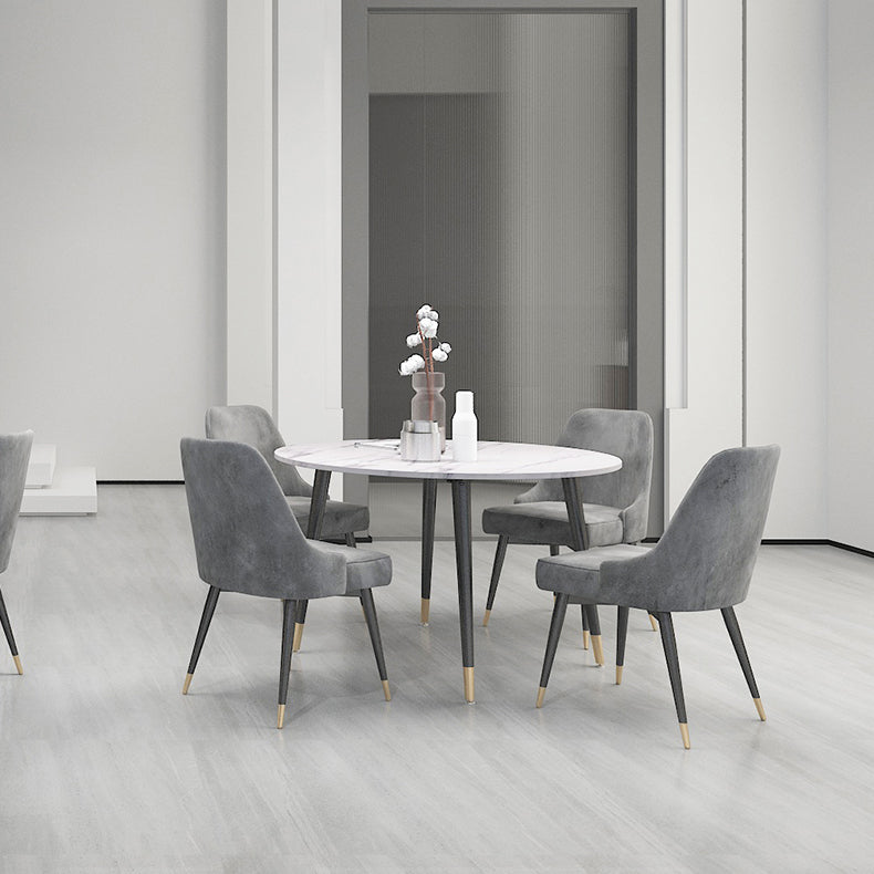 Ronde vorm Moderne eettafel Witte toon vaste tafel met gesinterde steen