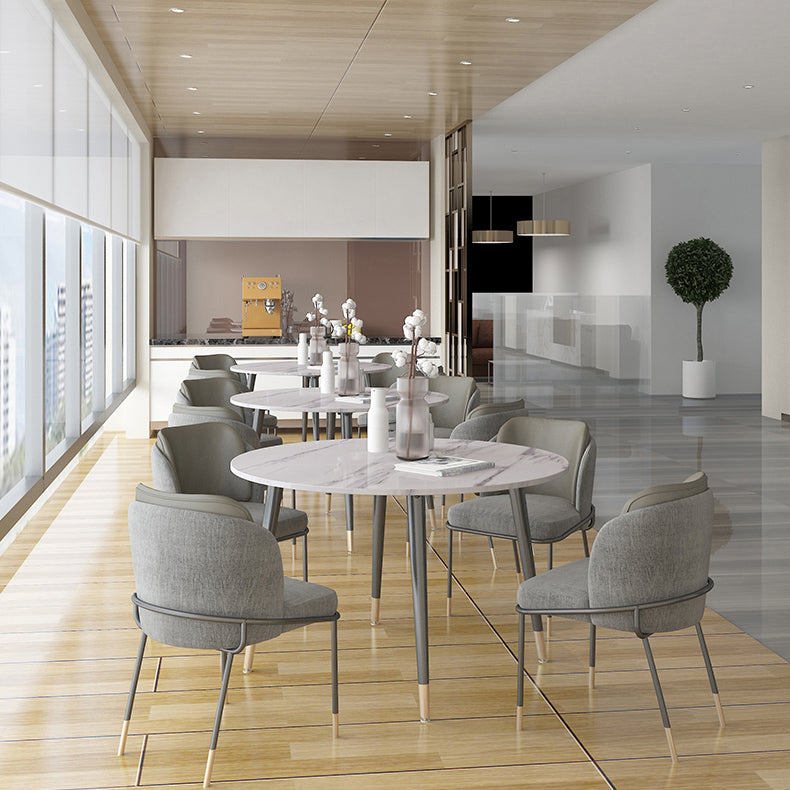 Ronde vorm Moderne eettafel Witte toon vaste tafel met gesinterde steen