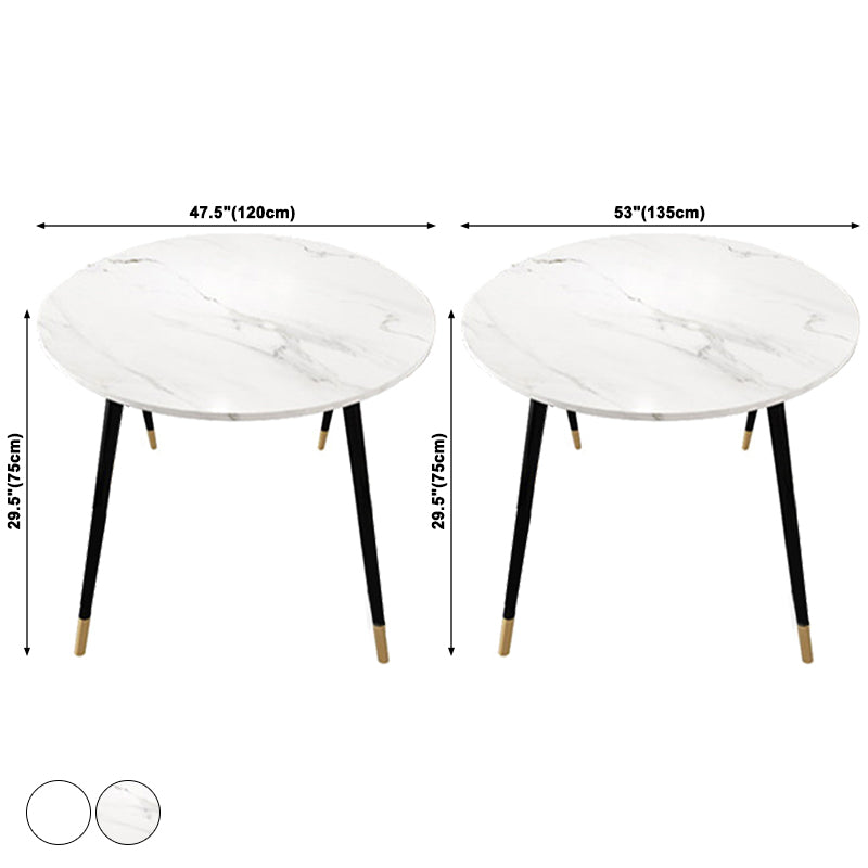 Ronde vorm Moderne eettafel Witte toon vaste tafel met gesinterde steen