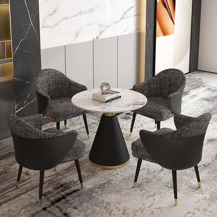 Simplicity Style Sintered Stone Dining Table Single Pedestal Base Round Table for Home