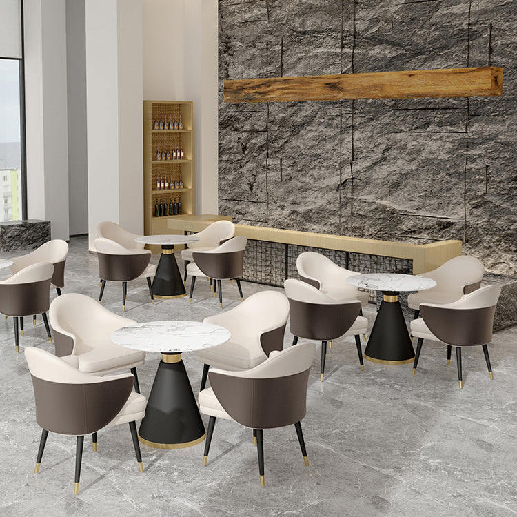 Simplicity Style Sintered Stone Dining Table Single Pedestal Base Round Table for Home