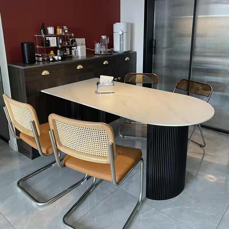 Freie Form gesinterte Stein weißer Esstisch Moderner Doppelpodestisch für Esszimmer