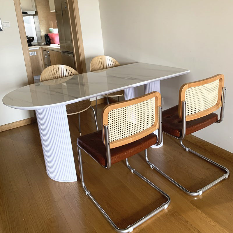 Freie Form gesinterte Stein weißer Esstisch Moderner Doppelpodestisch für Esszimmer