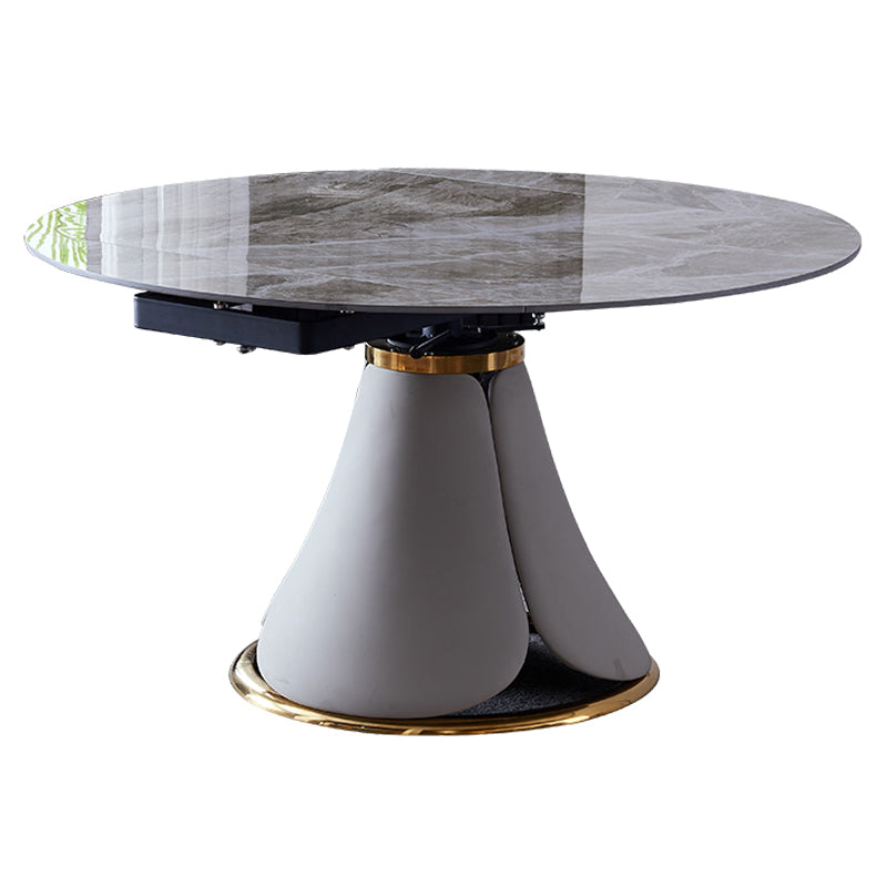 Traditionele luxe ronde eettafel Gesinterde stenen tafel met voetstuk