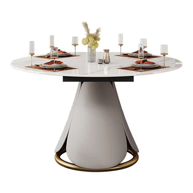 Traditionele luxe ronde eettafel Gesinterde stenen tafel met voetstuk