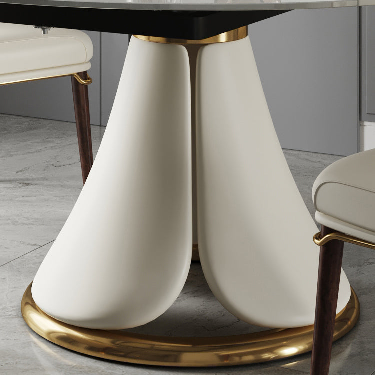Traditionele luxe ronde eettafel Gesinterde stenen tafel met voetstuk