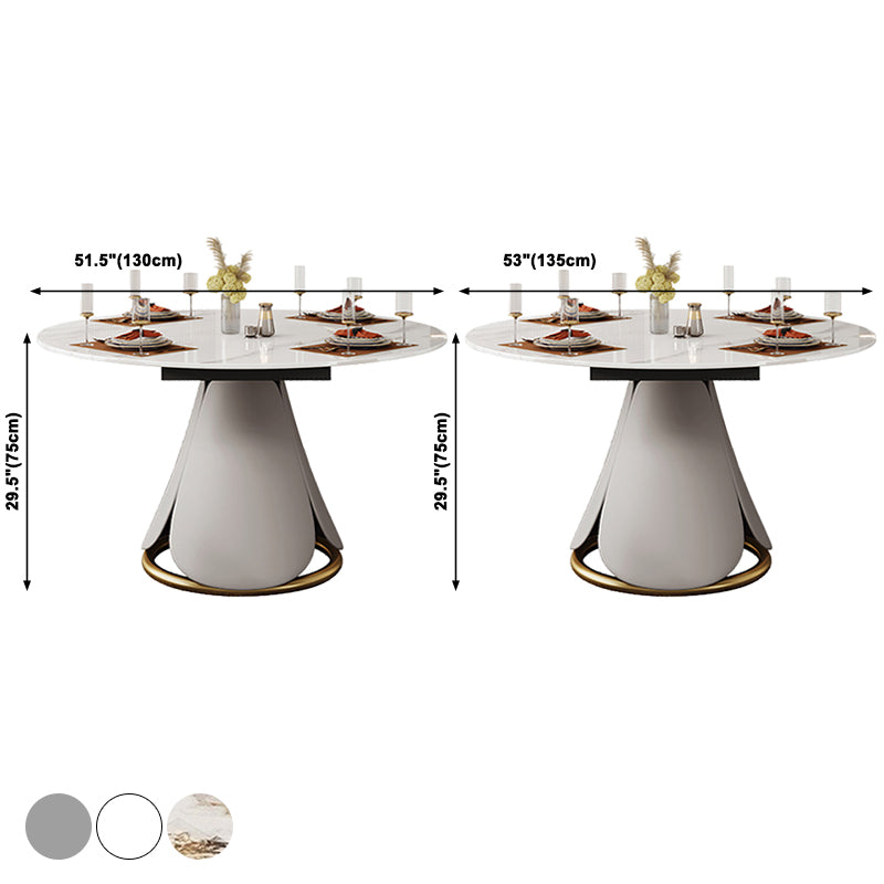 Traditionele luxe ronde eettafel Gesinterde stenen tafel met voetstuk