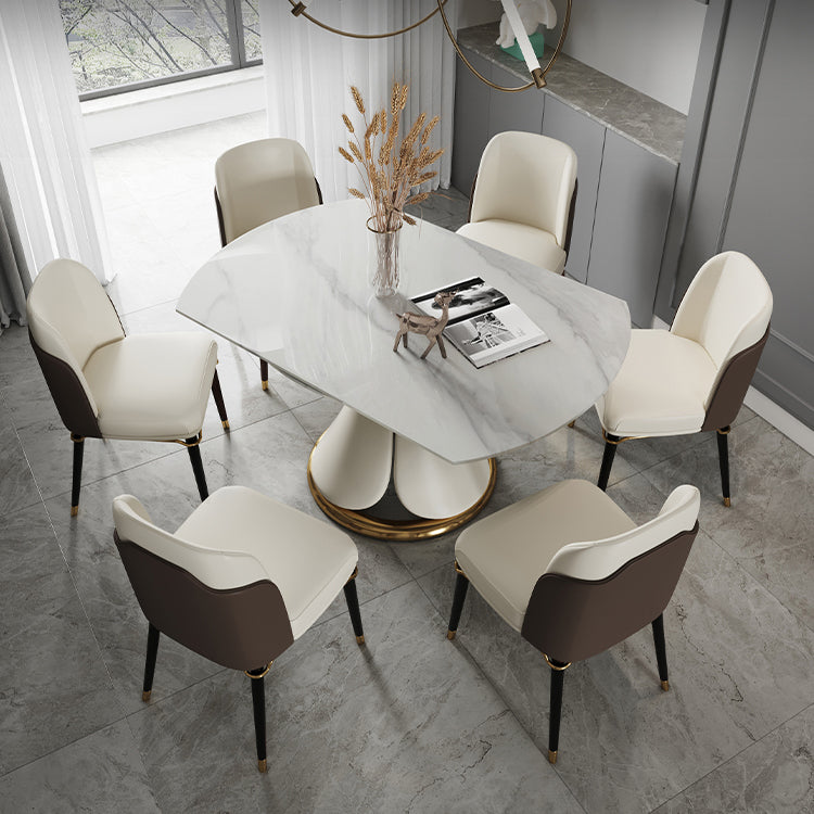 Traditionele luxe ronde eettafel Gesinterde stenen tafel met voetstuk
