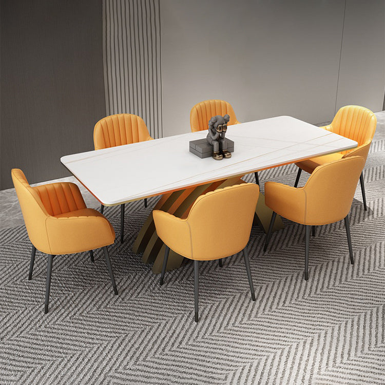 Glam Rectangle Shape Dining Table Sintered Stone Top Standard Dining Table for Kitchen