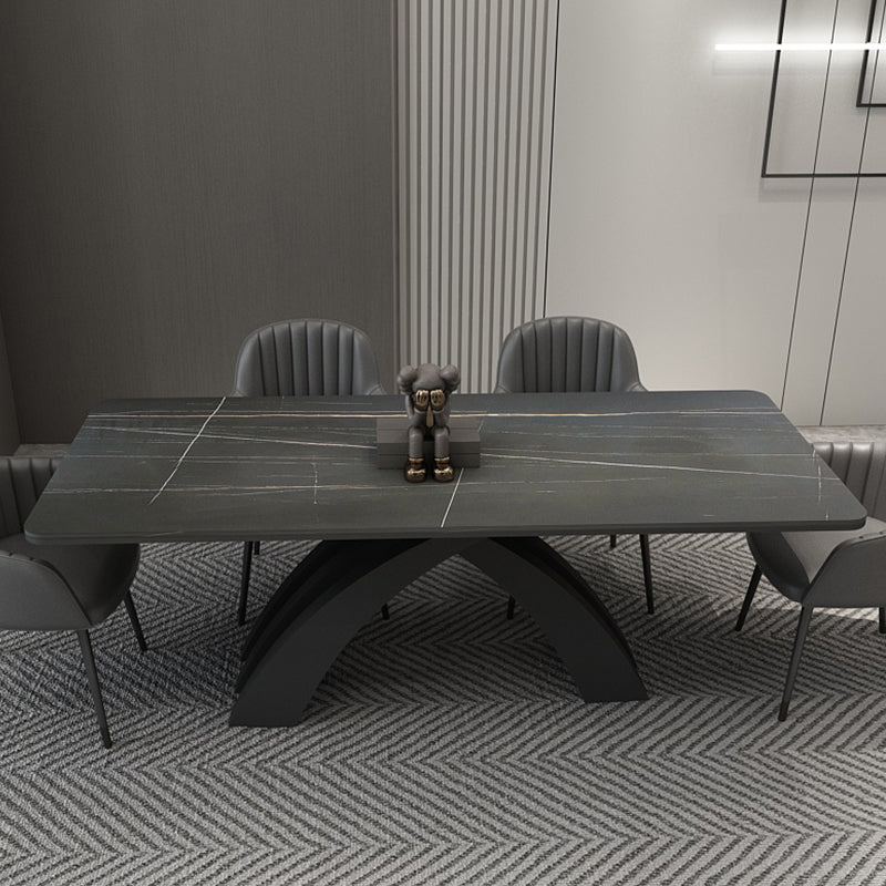 Glam Rectangle Shape Dining Table Sintered Stone Top Standard Dining Table for Kitchen