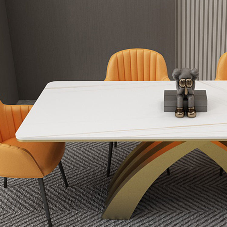 Glam Rectangle Shape Dining Table Sintered Stone Top Standard Dining Table for Kitchen