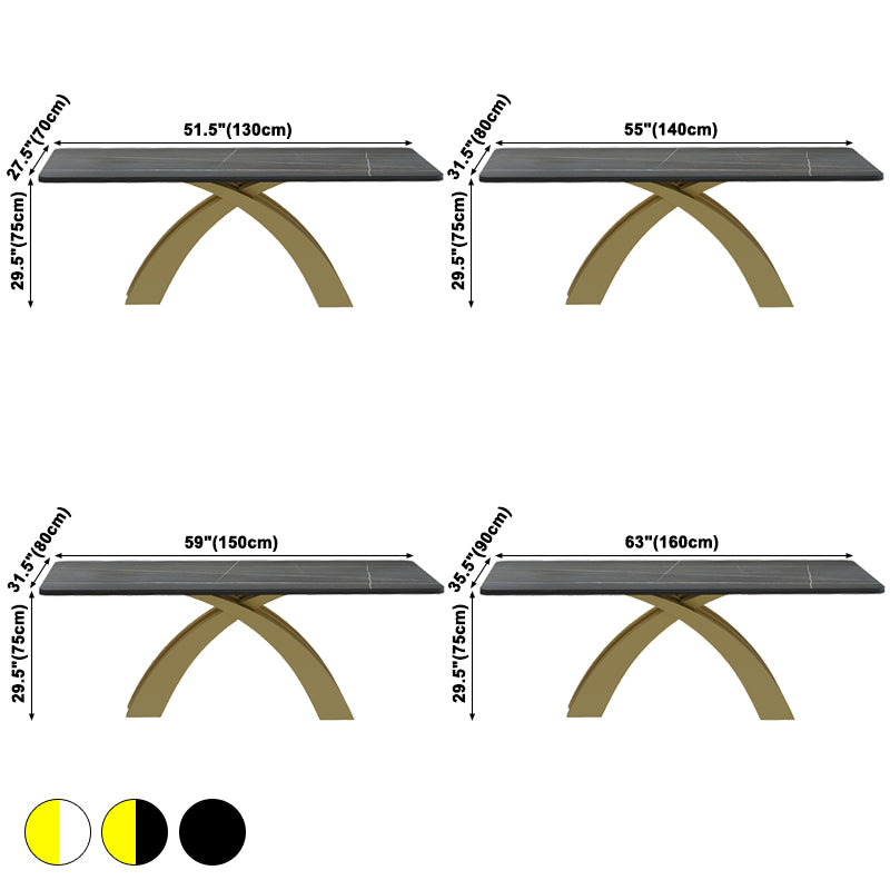 Glam Rectangle Shape Dining Table Sintered Stone Top Standard Dining Table for Kitchen