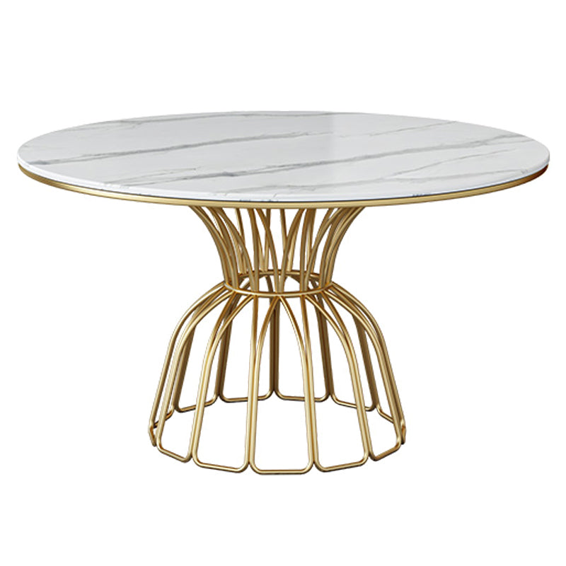 Contemporary Style Sintered Stone Dining Table Single Pedestal Base Round Table for Home