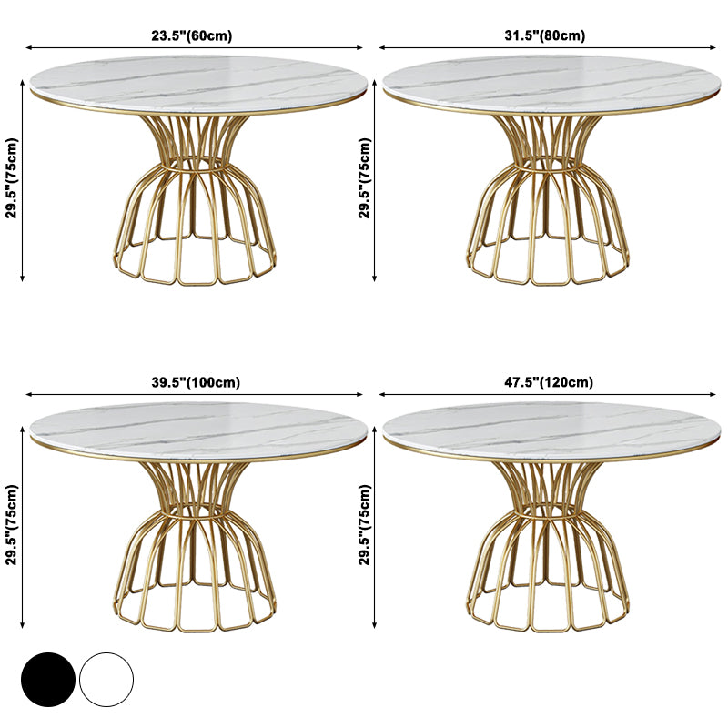 Contemporary Style Sintered Stone Dining Table Single Pedestal Base Round Table for Home
