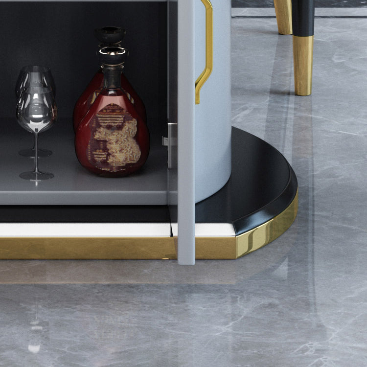 Uitschuifbare ronde eettafel Luxe tafel van gesinterd stenen blad met opbergvoetstuk