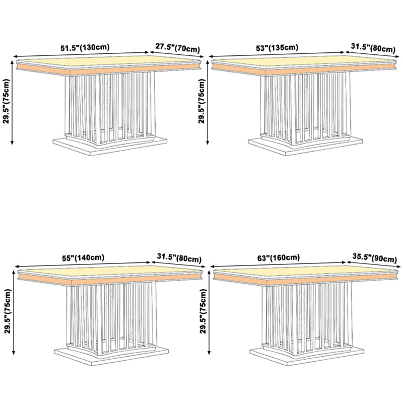 Metal Traditional Luxury Rectangle Indoor Table Marble Top Table with Pedestal