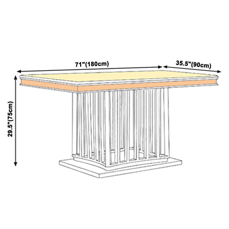 Metal Traditional Luxury Rectangle Indoor Table Marble Top Table with Pedestal