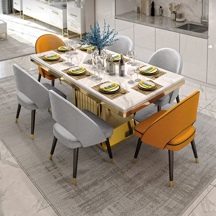 Metal Traditional Luxury Rectangle Indoor Table Marble Top Table with Pedestal