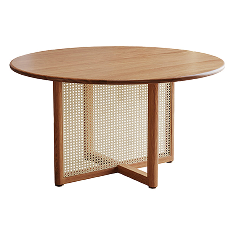 Contemporary Khaki Standard Dining Table Solid Wood Kitchen Dining Table with Double Pedestal Base