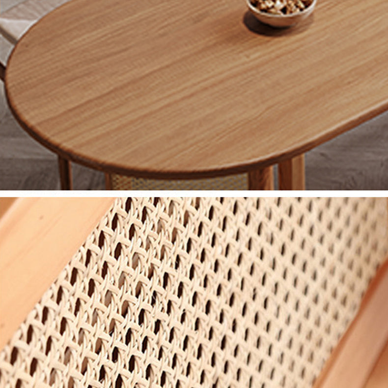 Contemporary Khaki Standard Dining Table Solid Wood Kitchen Dining Table with Double Pedestal Base