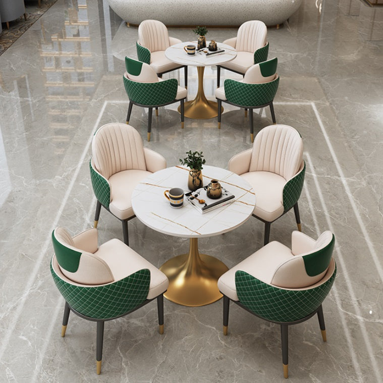 Traditional Luxury Round Table Stone Dining Room Collection for Indoor