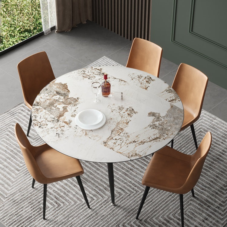 Mesa de comedor extensible de lujo Mesa superior de piedra sinterizada ajustable con 4 patas
