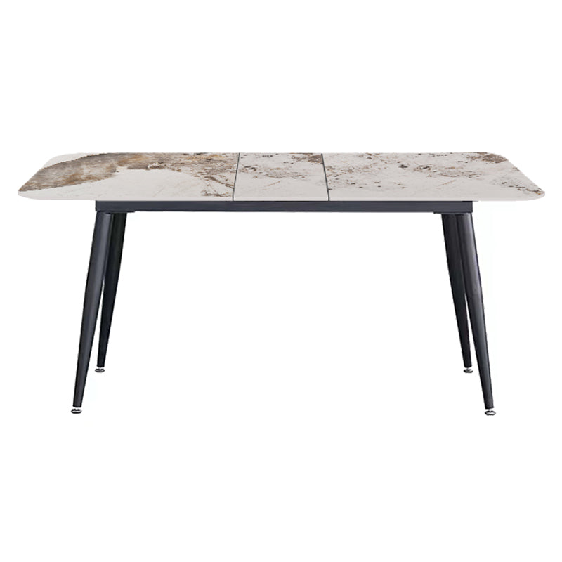 Mesa de comedor extensible de lujo Mesa superior de piedra sinterizada ajustable con 4 patas