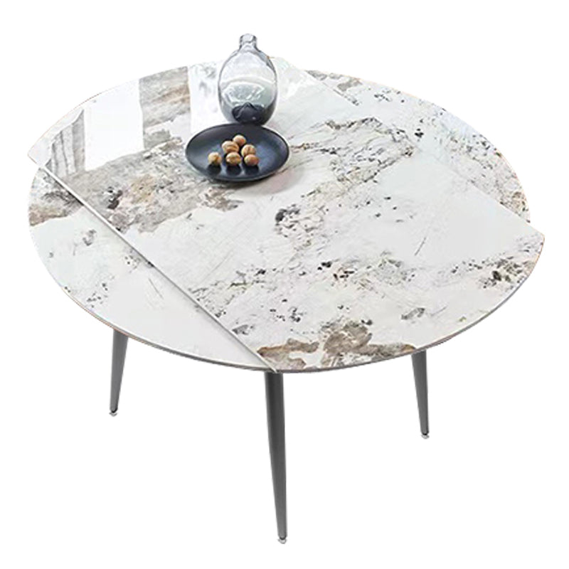 Mesa de comedor extensible de lujo Mesa superior de piedra sinterizada ajustable con 4 patas
