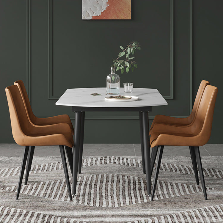 Mesa de comedor extensible de lujo Mesa superior de piedra sinterizada ajustable con 4 patas