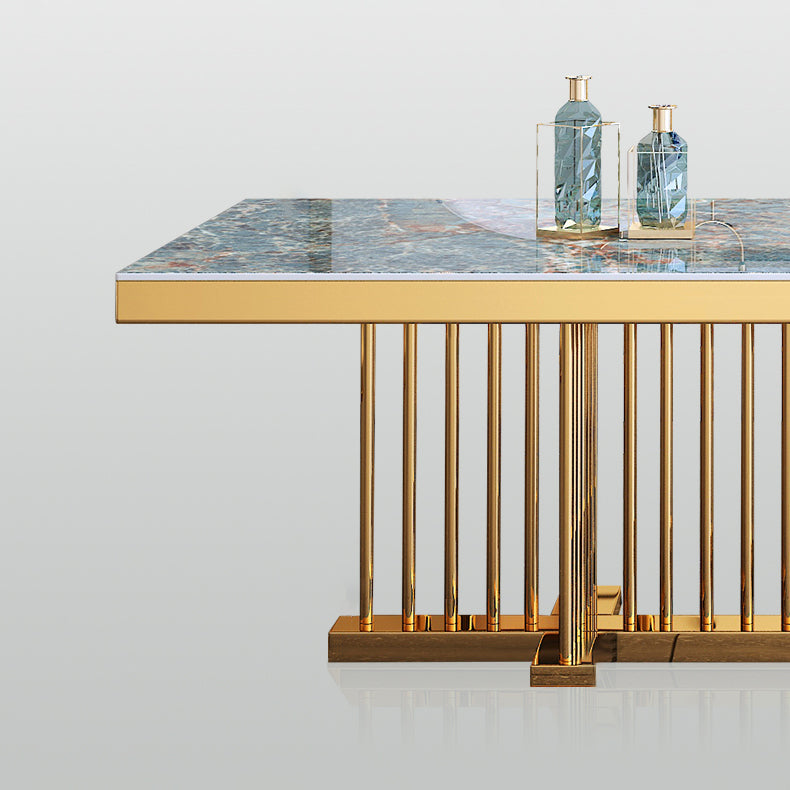 Metal Traditional Luxury Rectangle Dining Table Sintered Stone Top Table with Trestle