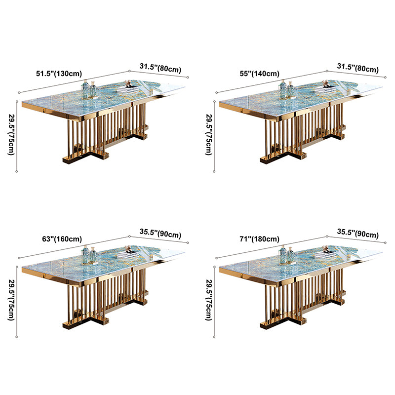 Metal Traditional Luxury Rectangle Dining Table Sintered Stone Top Table with Trestle