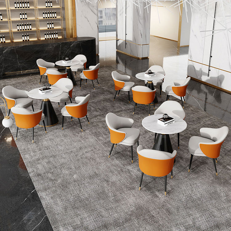 Traditional Luxury Round Dining Table Sintered Stone Table with Black Pedestal Base