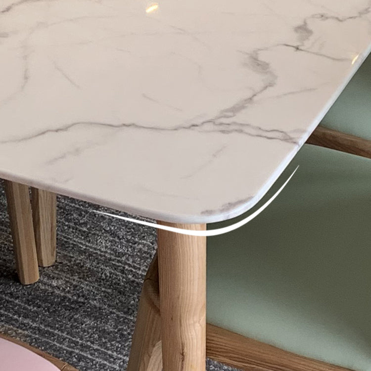 Stein Essstelle Tisch Einfachheit Rechteck Esstisch mit Holz 4 Beine