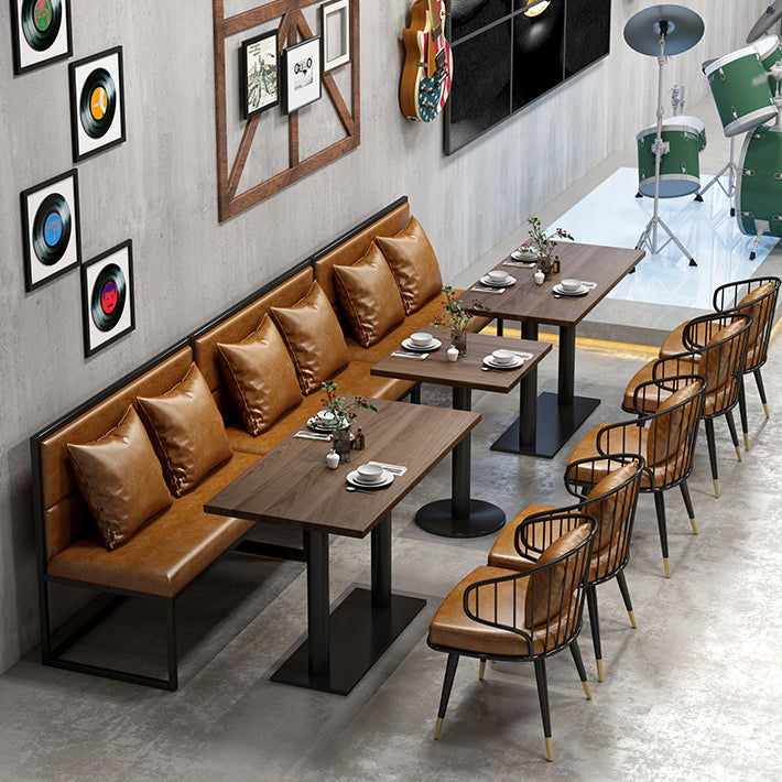 Industrial Solid Wood Dinner Room Kitchen Table Brown Top Table with Black Frame for Dining Room